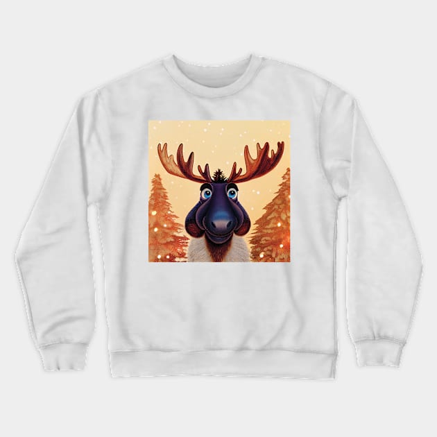 Christmas Moose in the snow Crewneck Sweatshirt by Geminiartstudio